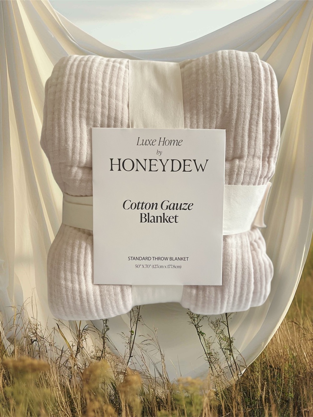 NEW Luxe Home by Honeydew Cotton Gauze Blanket | Soft Cream 100% Cotton